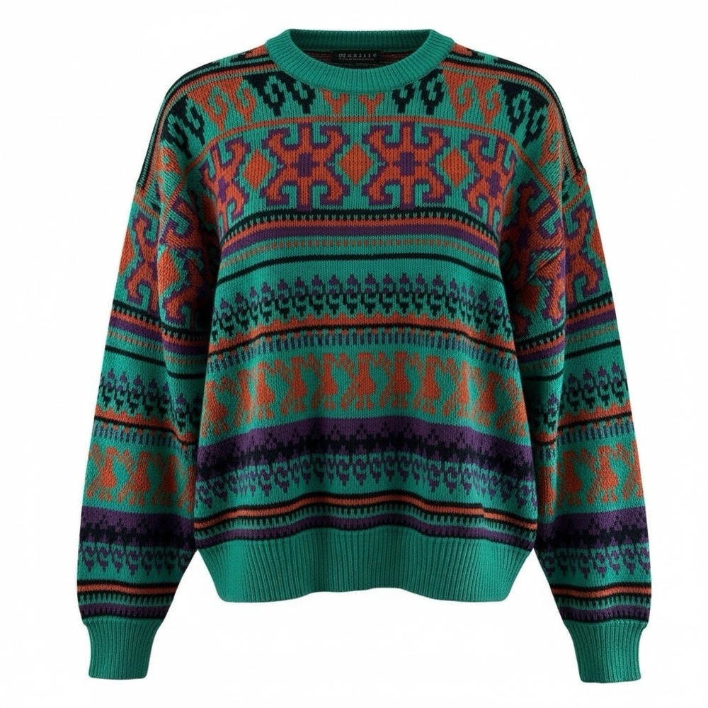 Pagliano Textured Aztec Green Sweater‎ XL